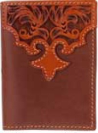 3D Belt Company W995 Brown Wallet with Floral Embossed Trim
